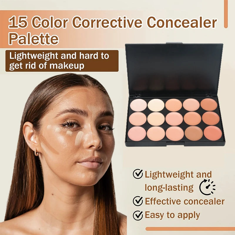 15-Color Concealer Cream Palette | Full Coverage Makeup Concealer Palette QXL