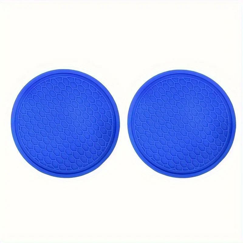 2-Pack Silicone Car Cup Holder Anti-Slip Coaster Pads Car Cup Holder Pad QXL Blue 2pcs