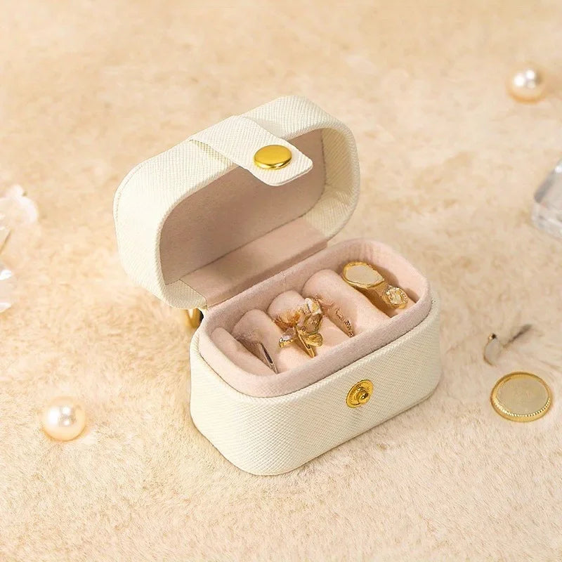 Mini Leather Jewelry Box | Portable Ring & Earring Organizer Jewelry Storage Box QXL