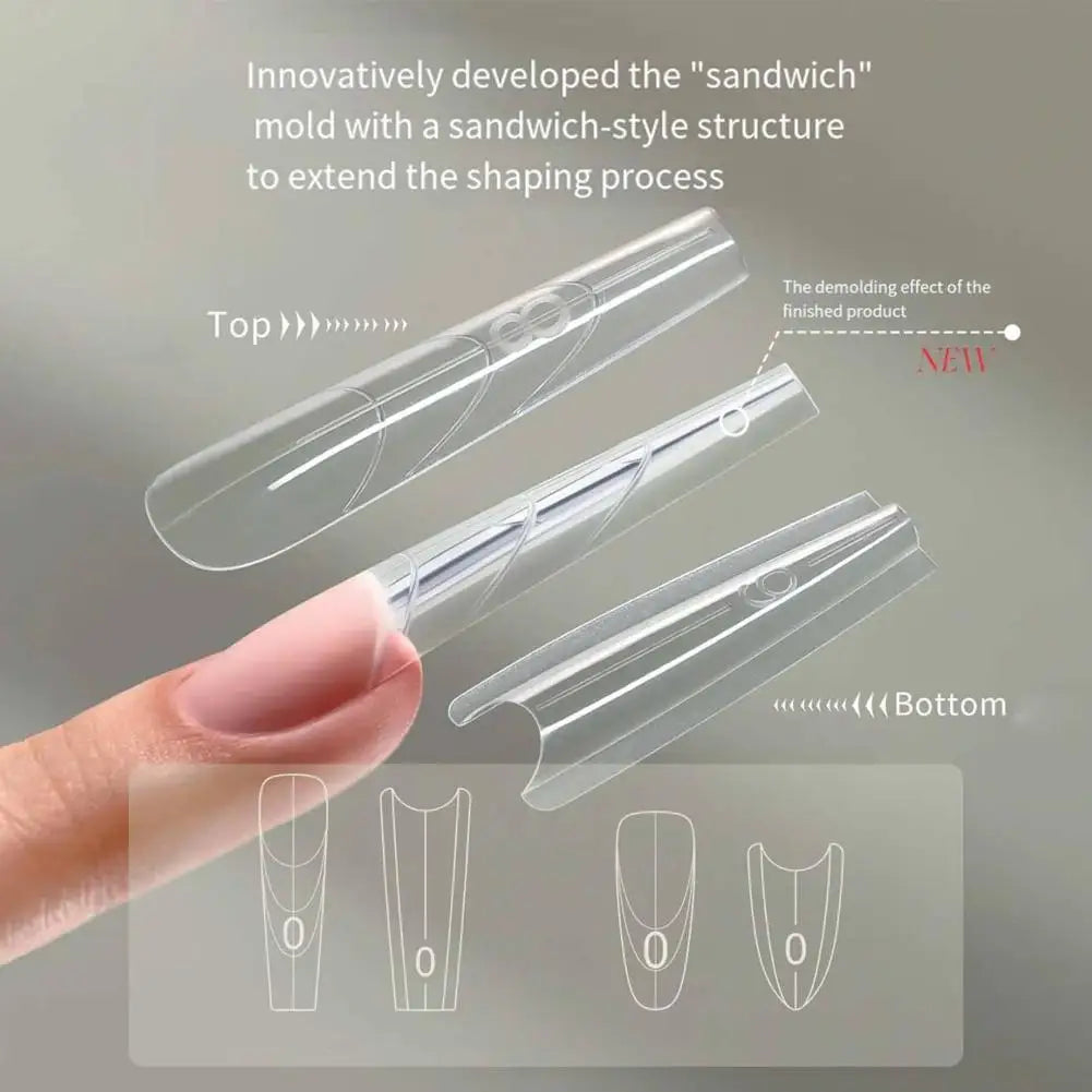 240-Pc Reusable Sandwich Nail Form Molds | Coffin Extension Nail Extension Molds QXL