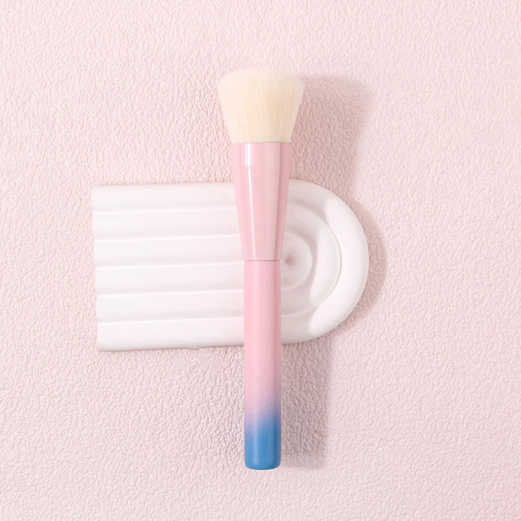 KOSSHOW Flat Contour Makeup Brush | Gradient Wooden Handle Contour Makeup Brush QXL Pink blue gradient