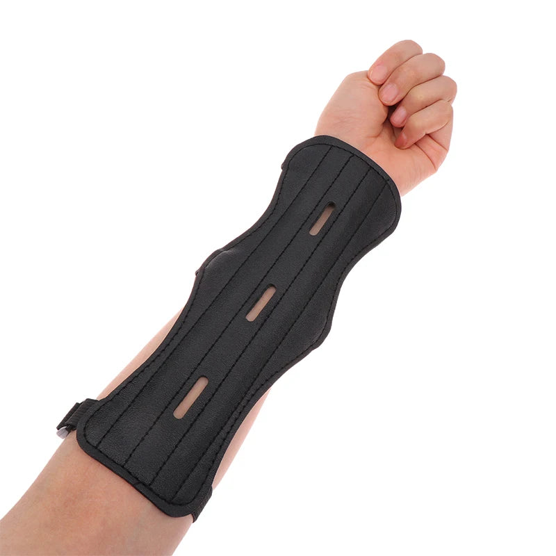 Archery Arm Guard 3-Strap PU Leather Adjustable Forearm Protector Archery Arm Guard QXL