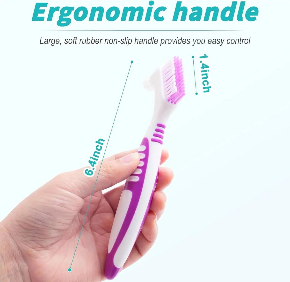 Double-Sided Denture Cleaning Brush Set | Soft Bristles 4/24-Pack Denture Cleaning Brush QXL