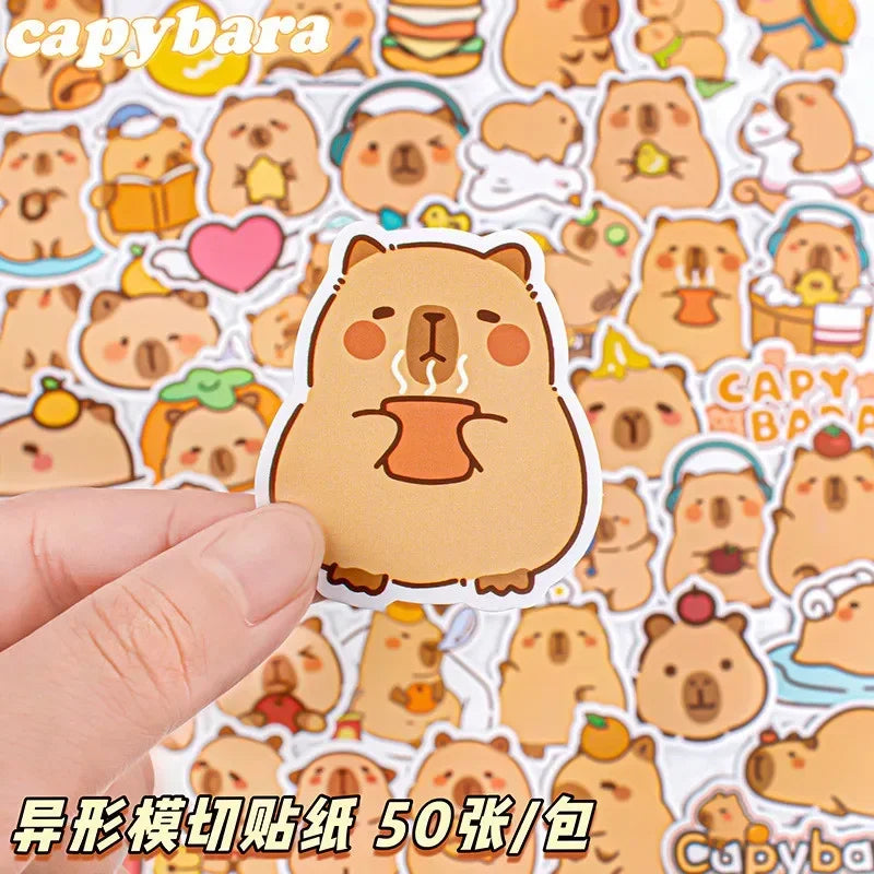 50-Piece Capybara & Panda Sticker Set | Kids DIY Craft Stickers Decorative Sticker Set QXL
