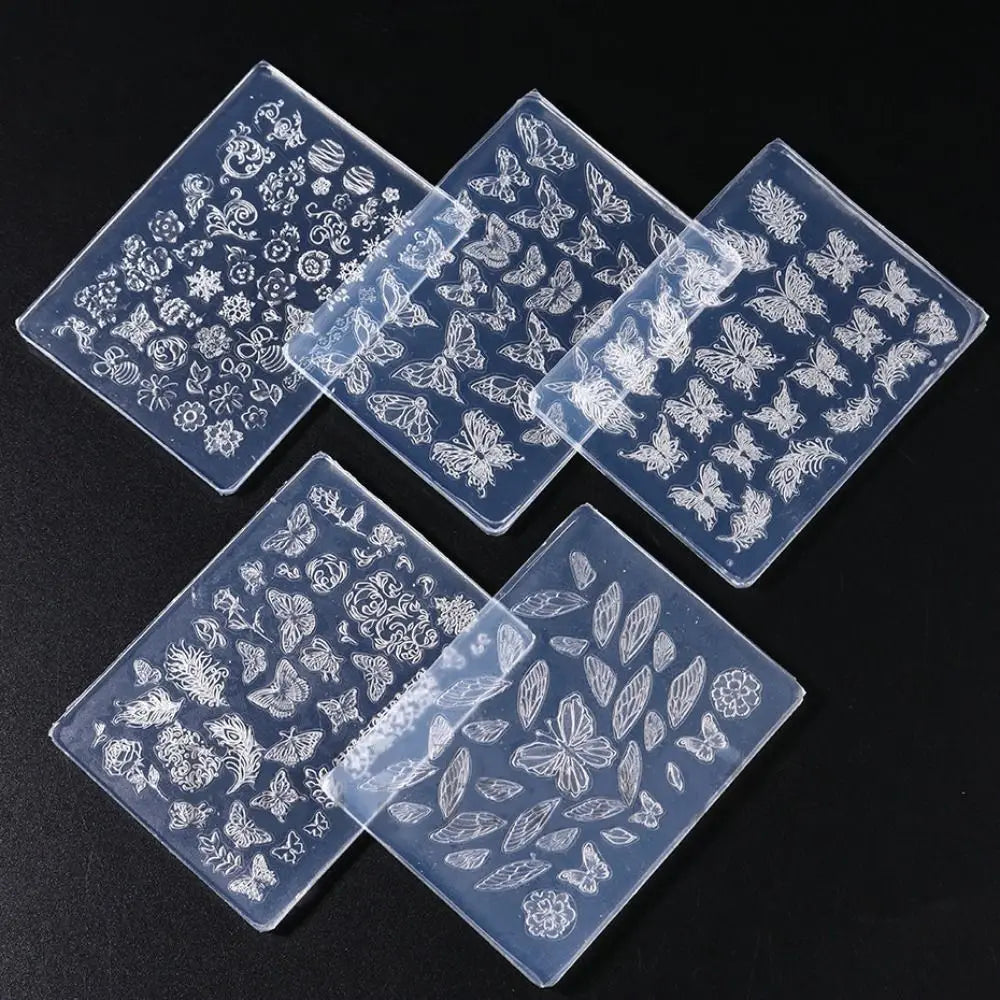 3D Nail Art Silicone Mold | Snowflake Butterfly Gel Stencil Nail Art Mold QXL