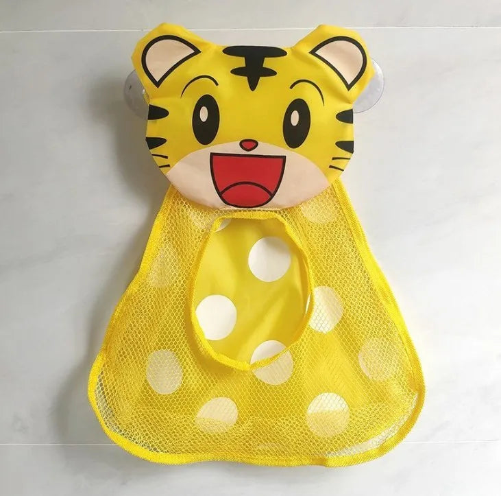 Kids Bath Toy Storage Bag | Duck & Panda | Suction Cup Organizer Bath Toy Organizer QXL B226 Yellow Tiger