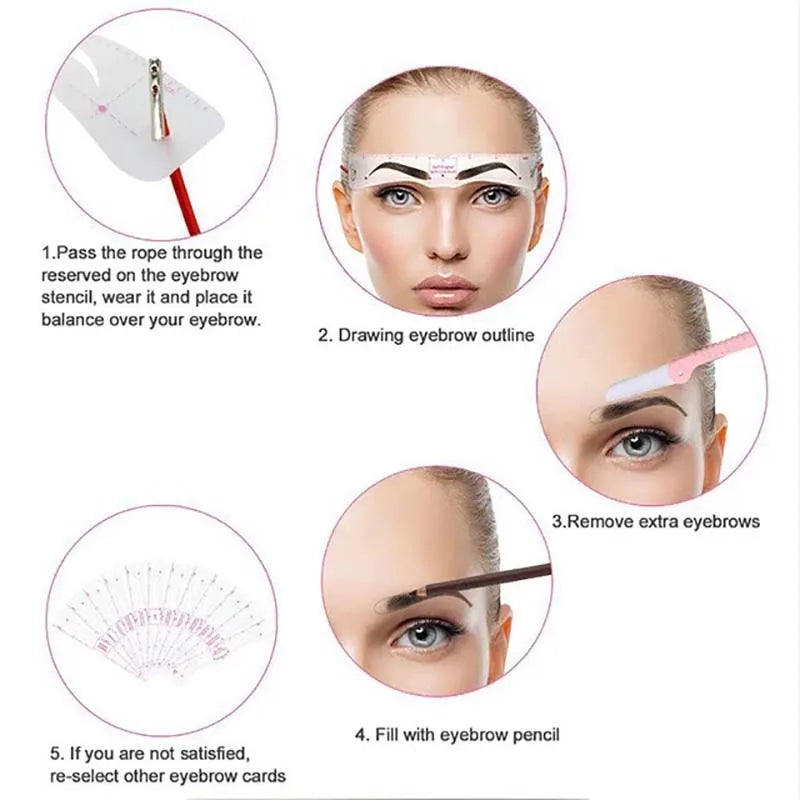 12-Style Reusable Eyebrow Stencil Set | DIY Brow Templates Eyebrow Stencil Set QXL