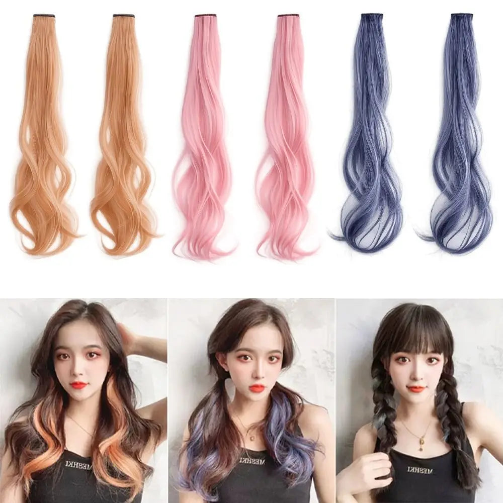 Ear-Hanging Colorful Curly Hair Extensions for Girls – 2 Pack Clip-On Hair Extension QXL