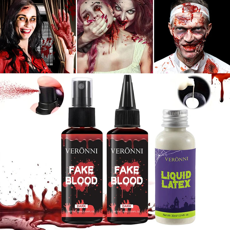 Halloween SFX Kit | Skin Wax, Fake Blood & Liquid Latex 3-Pc SFX Makeup Kit QXL 3pcs