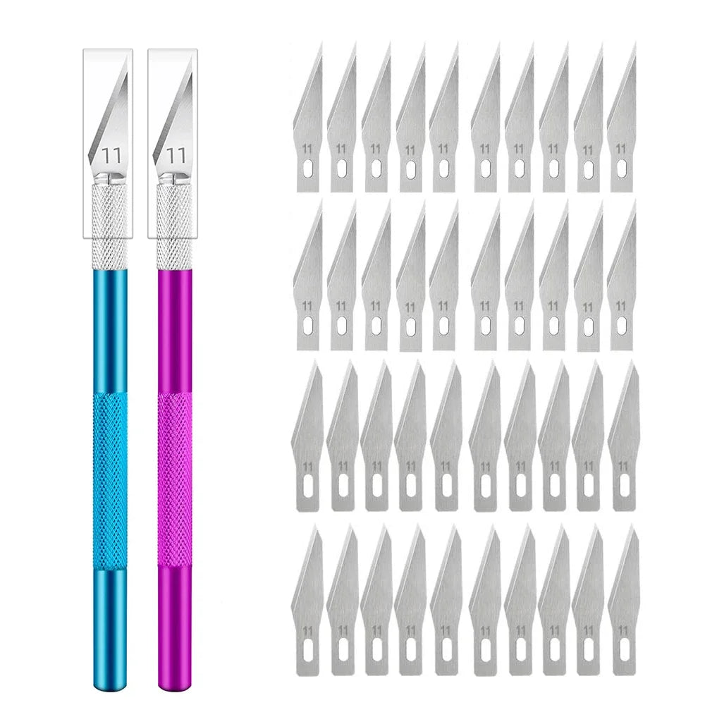 10-Pc Engraving Knife Kit + 40 Blades | Craft & PCB Repair Craft Knife Set QXL M264 BluePurple