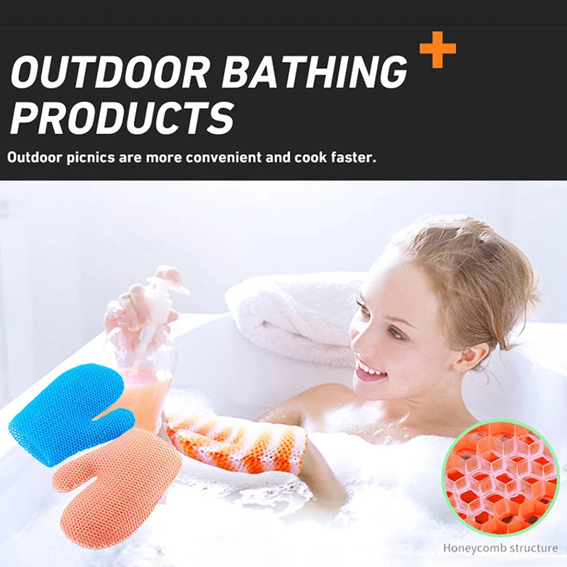 TPU Exfoliating Shower Glove | Honeycomb Antibacterial Bath Mitt Exfoliating Bath Glove QXL