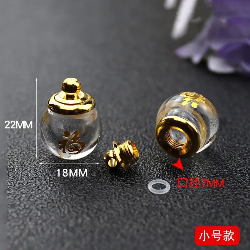 1ml Glass Blessing Vial Pendant | Copper Cap DIY Charm Glass Vial Pendant QXL 7mm