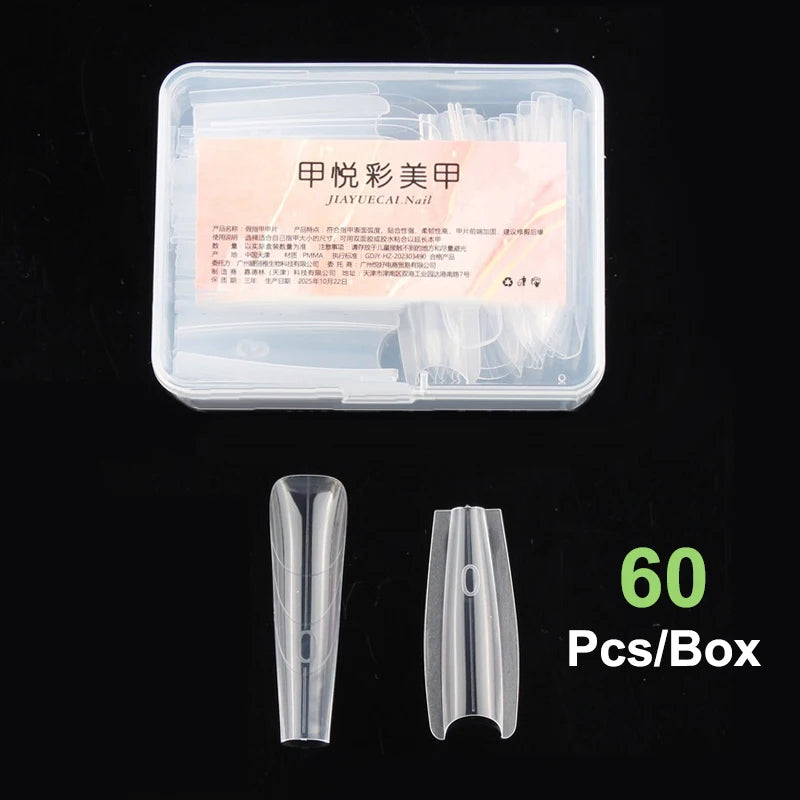 60-Pc Sandwich Dual Nail Forms | 15 Sizes Coffin & Almond Dual Nail Forms QXL trapezoid Pink