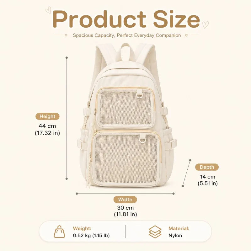 Kawaii Ita Bag Backpack – Clear Pin Display Window School Bag Ita Bag Backpack QXL