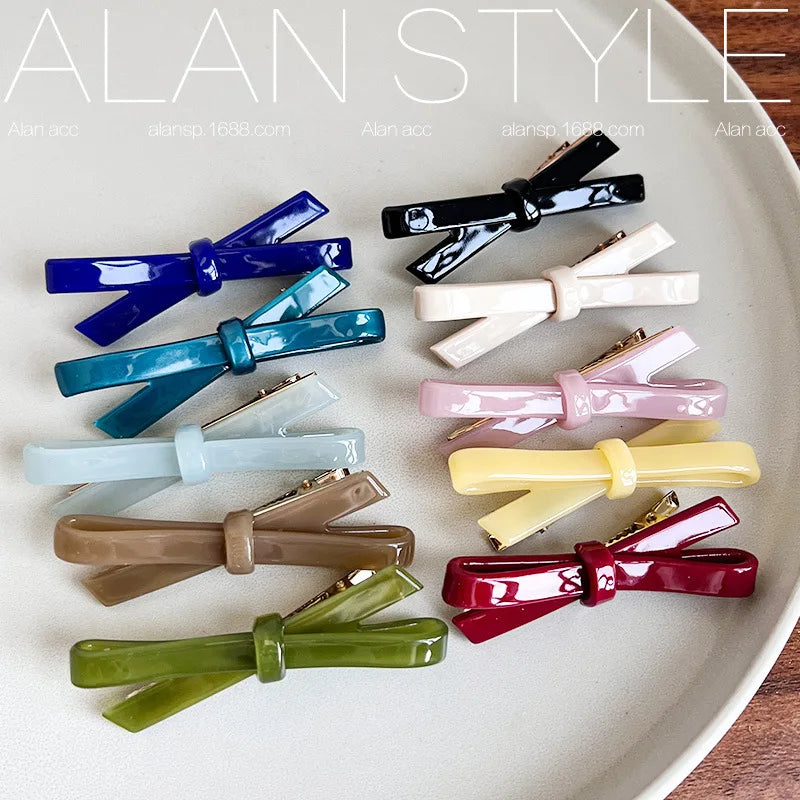 Japanese Bow Hair Clips | Acetate Jelly Color Side Clip Bow Hair Clip QXL