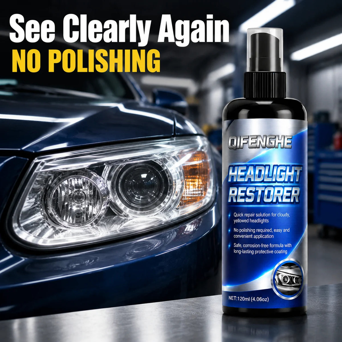 Headlight Restoration Spray – DIY Foggy Lens Restorer Headlight Restoration Spray QXL