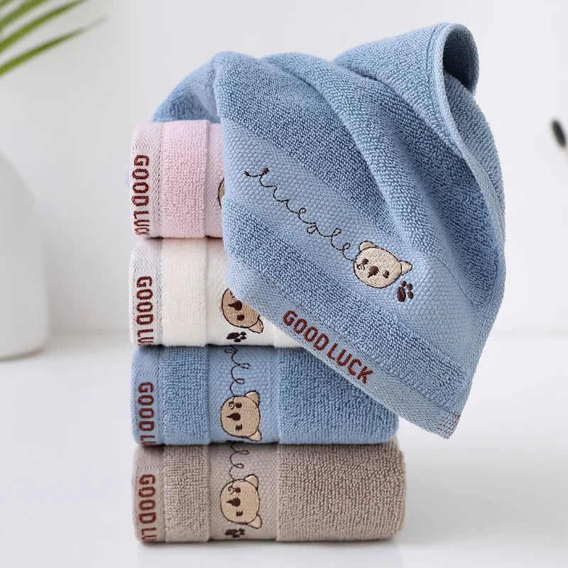 Baby Cotton Bath Towel | Cartoon Bear Washcloth for Newborns Baby Bath Towel QXL