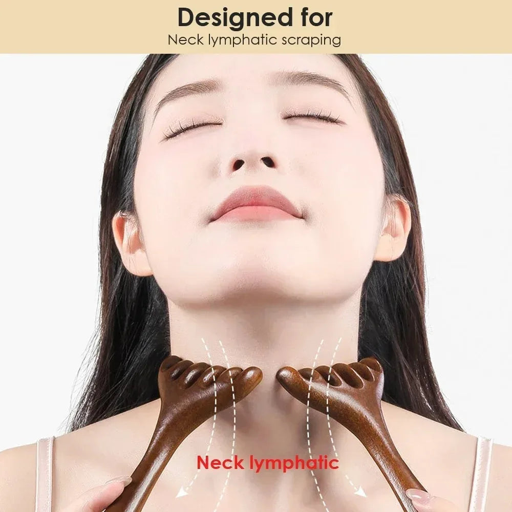Wooden 6-Claw Meridian Massage Comb & Face Sculpting Brush Face Massage Tool QXL