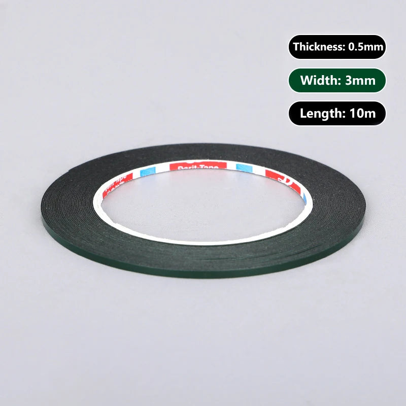 2-Pack Double-Sided PE Foam Tape 2/3/4mm × 10m | LCD Screen Fix Adhesive Foam Tape QXL A2
