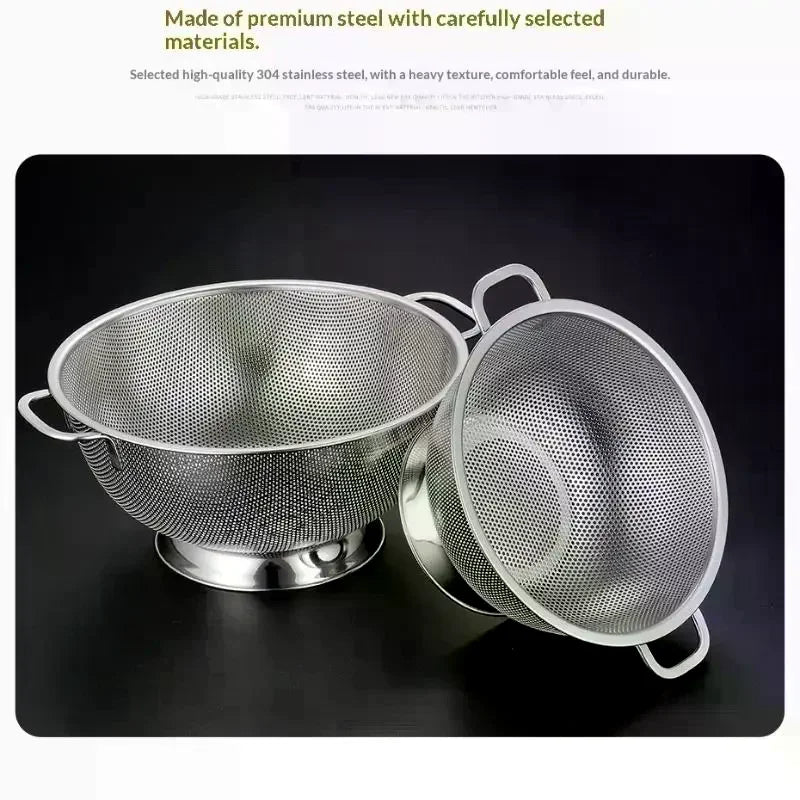 Stainless Steel Colander Fine Mesh Pasta & Veggie Strainer Kitchen Colander Strainer QXL