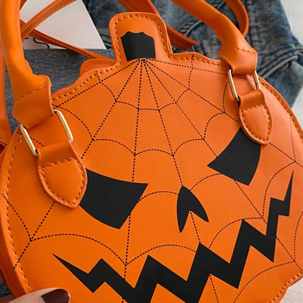 Halloween Pumpkin Crossbody Bag | Large Capacity PU Shoulder Bag Crossbody Shoulder Bag QXL