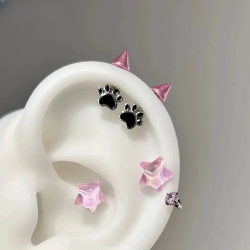 Cat Paw Devil Stud Earrings | Gothic Y2K Zinc Alloy Studs Stud Earrings QXL Default Title