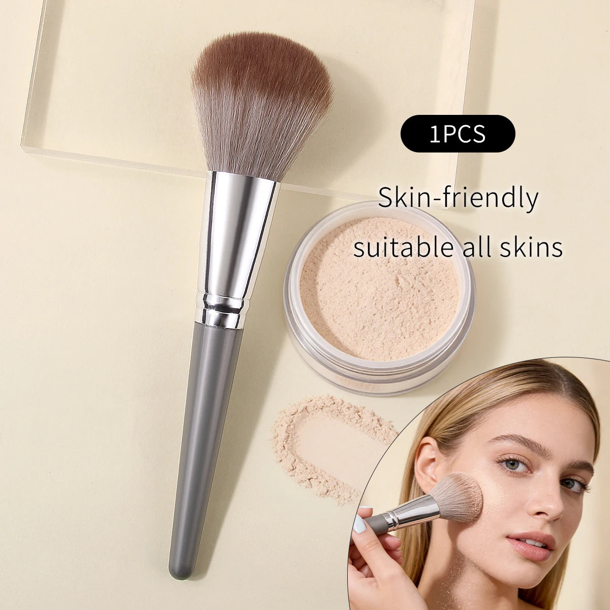 KOSSHOW Soft Powder Blush & Contour Makeup Brush – Gray Powder Makeup Brush QXL GRAY