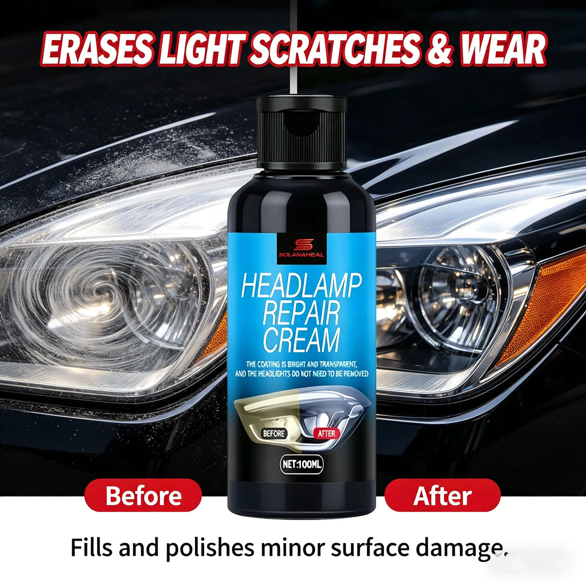 Car Headlight Restoration Cream | No-Remove Coating Headlight Restoration Cream QXL