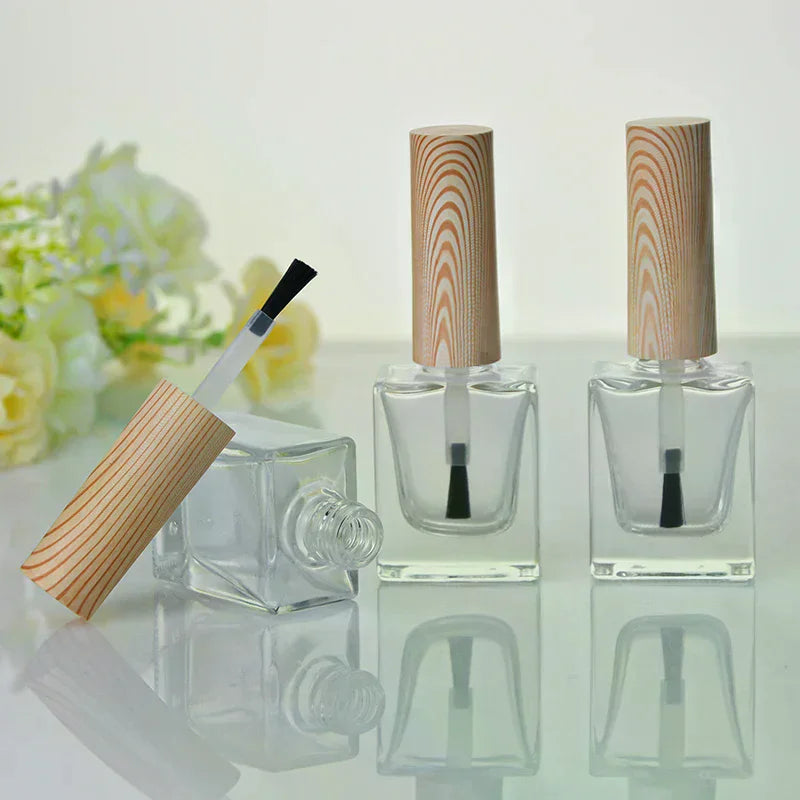 10ml Empty Nail Polish Bottle | Glass & Wood Grain Cap Nail Polish Bottle QXL