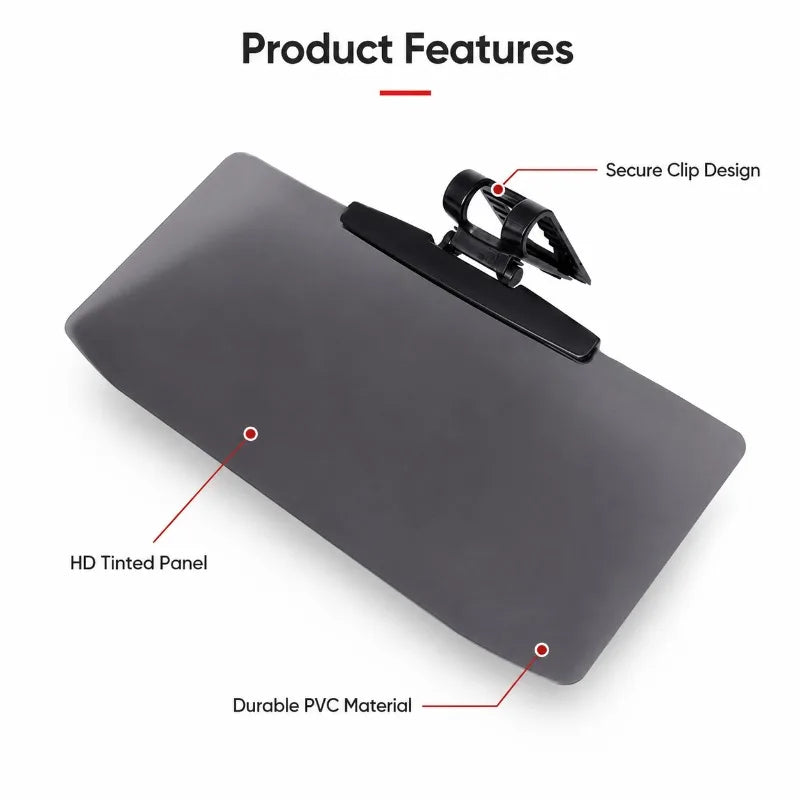 Clip-On Car Sunshade Visor | HD Anti-Glare Tinted PVC Panel Car Sun Visor QXL