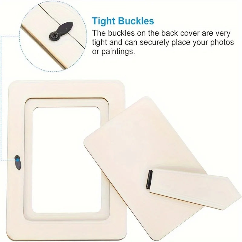 5-Pack Wooden Picture Frames | DIY Tabletop Display Set Wooden Picture Frames QXL