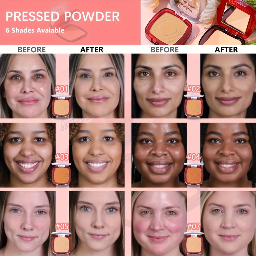 Rosawee Full Coverage Pressed Powder Foundation 24H Matte Pressed Powder Foundation QXL