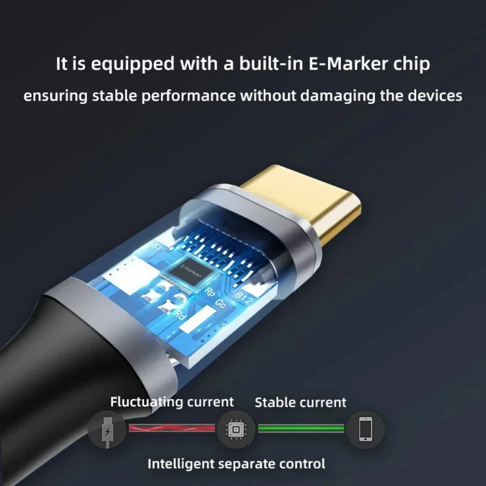 100W USB-C Extension Cable 5A Fast Charging 10Gbps 4K 60Hz USB-C Extension Cable QXL