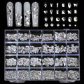 2460-Pc Nail Rhinestones Set | Pink Clear AB Crystal Gems 24 Grid Nail Art Rhinestones QXL White