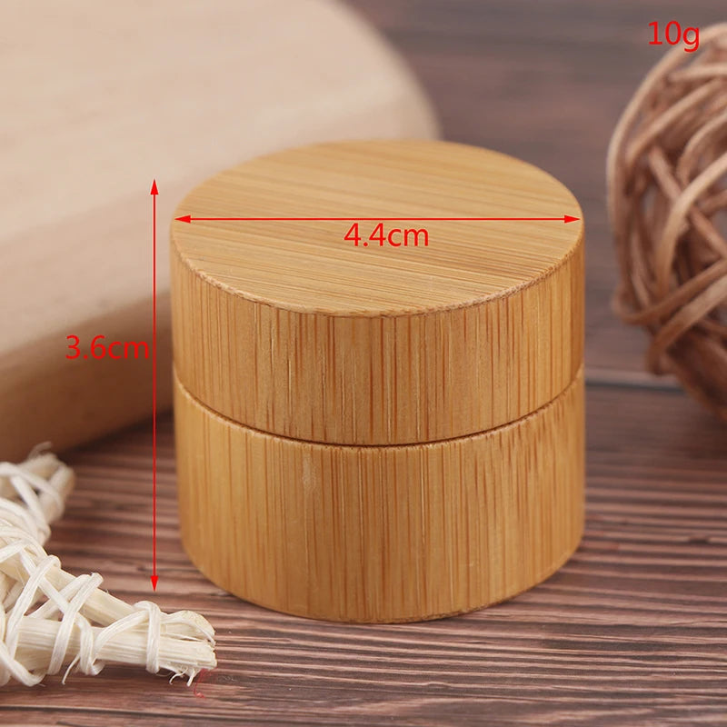 Bamboo & Glass Empty Cosmetic Cream Jar | 5g–50g Refillable Cosmetic Cream Jar QXL 10g