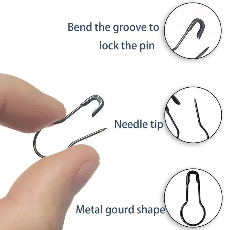 100-Pack Gourd Safety Pins | Stainless Steel Sewing & Craft Safety Pins Set QXL
