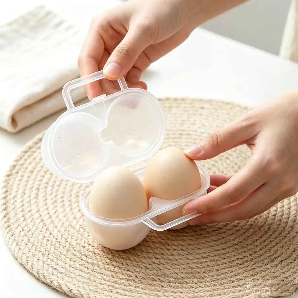 2-Cell Portable Plastic Egg Carrier Box | Shock-Absorbing Tray Egg Storage Box QXL
