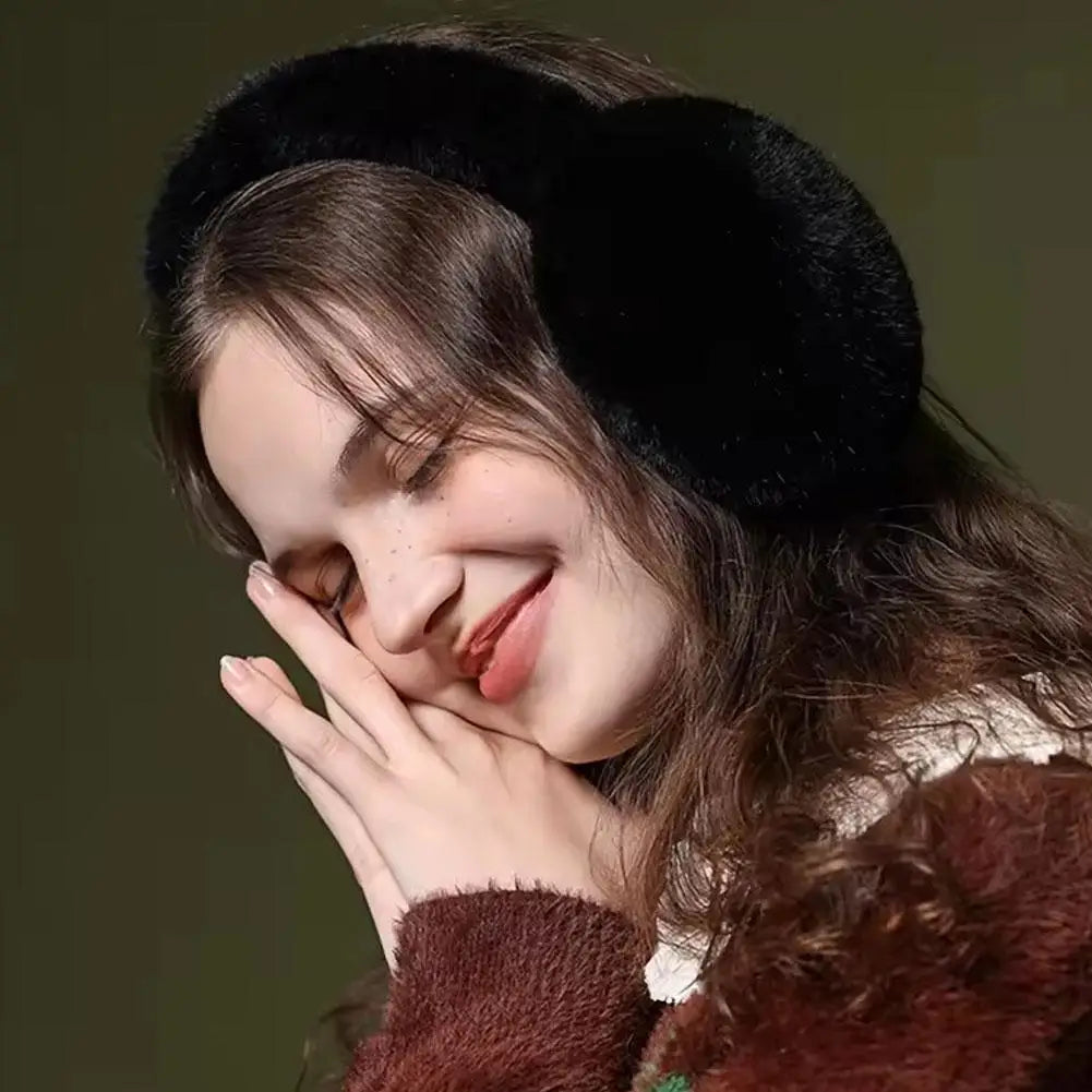 Foldable Faux Fur Earmuffs – Soft Plush Winter Ear Warmers Winter Earmuffs QXL