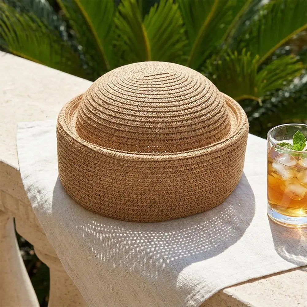 Women's Raffia Straw Sun Hat | French Retro Beach Beret Women's Sun Hat QXL