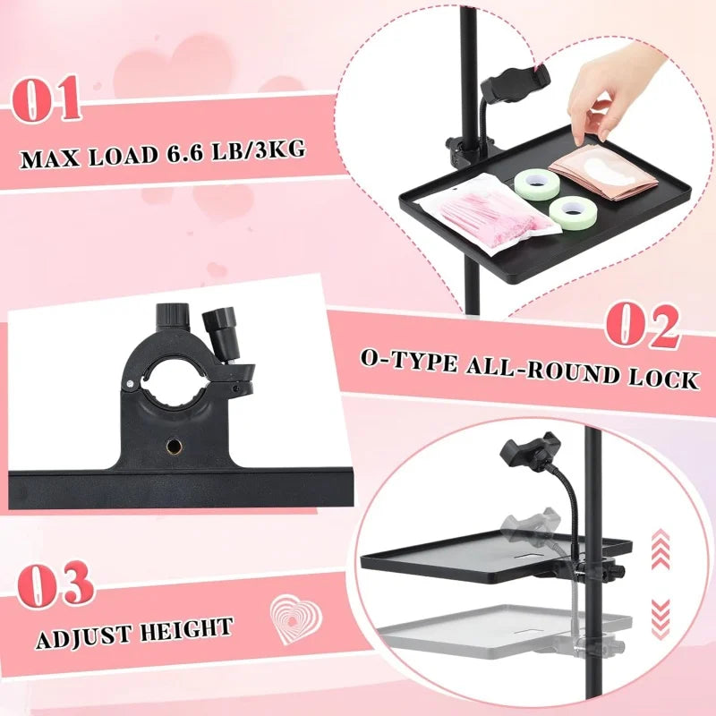 Adjustable Lash Tray Holder for Ring Light | Clip-On Stand Lash Tray Organizer QXL