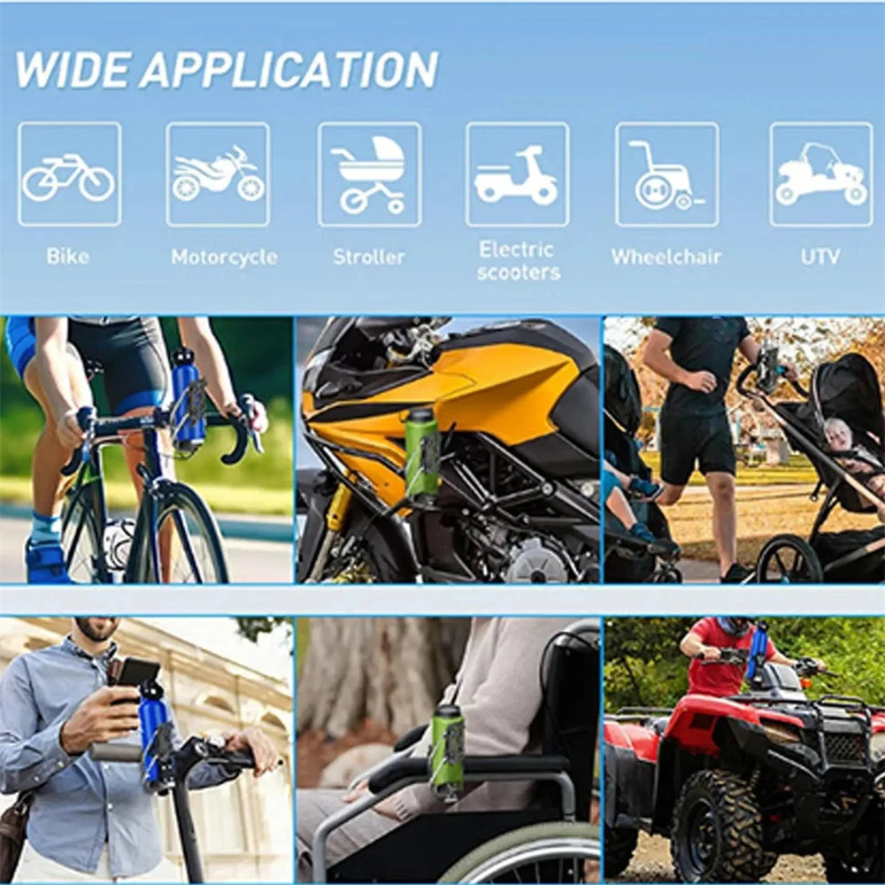 360° Motorcycle Handlebar Cup Holder | Universal Bottle Cage Handlebar Cup Holder QXL