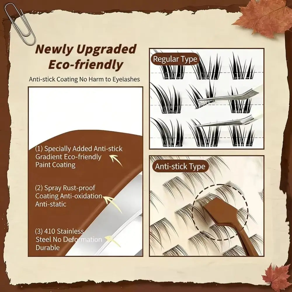 45° Anti-Stick Eyelash Tweezers | Cluster Lash Applicator Eyelash Tweezers QXL