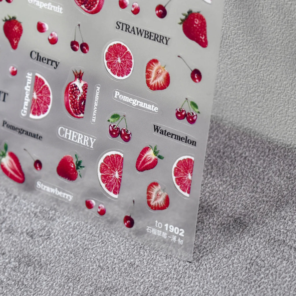 5D Kawaii Fruit Nail Art Stickers | Strawberry & Kiwi Decals Nail Art Stickers QXL