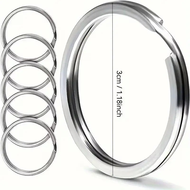 10-Pack 304 Stainless Steel Key Rings – 1" Flat Split Rings Stainless Steel Key Rings QXL