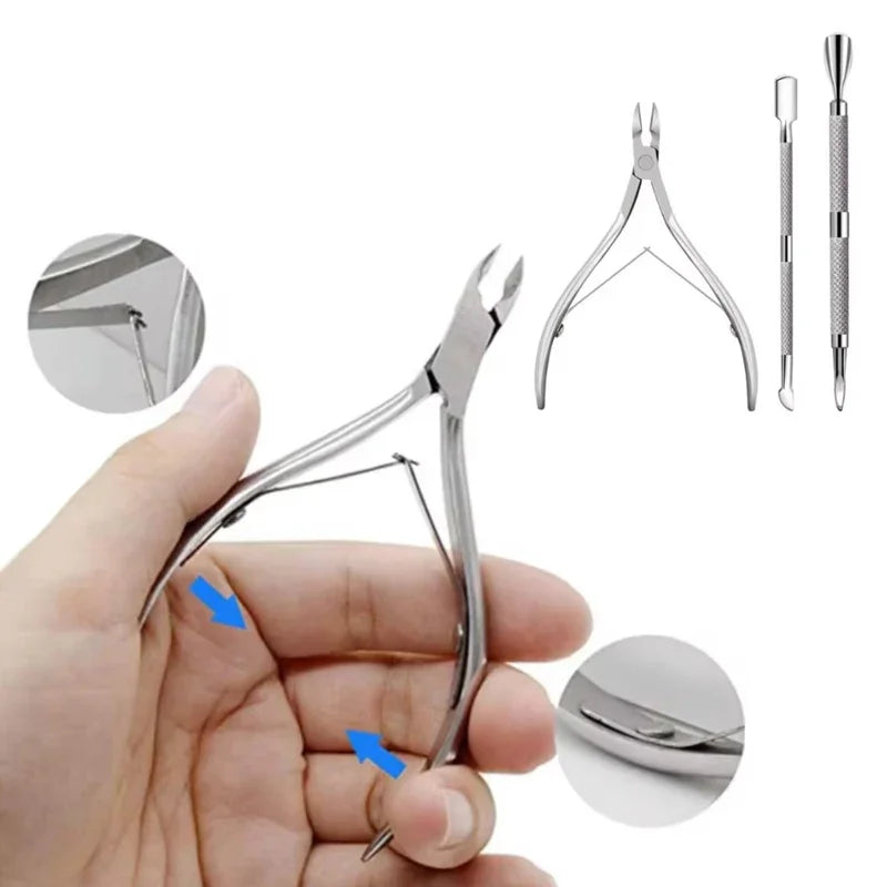 Stainless Steel Cuticle Scissor & Pusher Manicure Set Cuticle Manicure Set QXL
