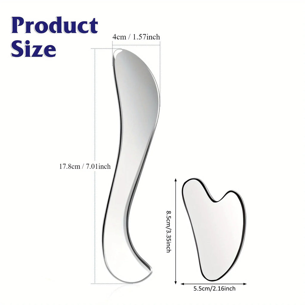 3-Piece Stainless Steel Gua Sha Massage Tool Set with Bag Gua Sha Tool Set QXL