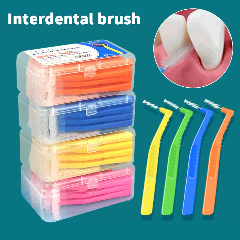 20-Pack L-Shaped Angled Interdental Brushes for Braces Interdental Brush Set QXL