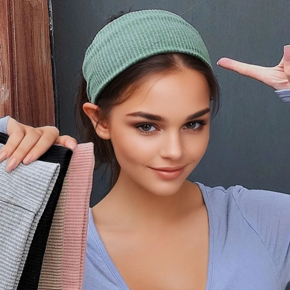 Wide Knitted Sports Hairband for Yoga & Fitness | Washable Sports Hairband QXL