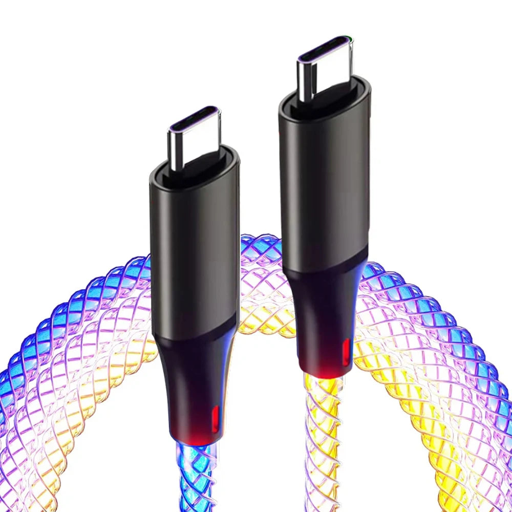 66W RGB USB-C Fast Charging Cable | iPhone & Android USB-C Charging Cable QXL Type C to Type C 1m