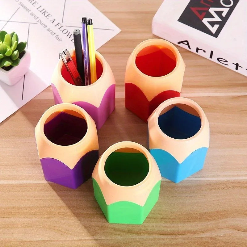 5-Pack Pencil-Shaped Desk Pen Holders | Colorful Cartoon Organizer Desk Pen Holder QXL